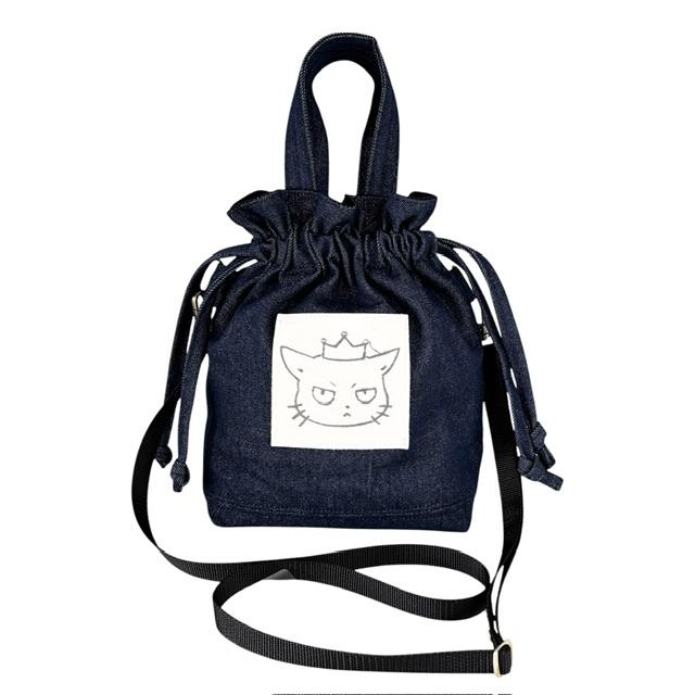 デニムの猫boxer2way巾着ショルダーバッグ
