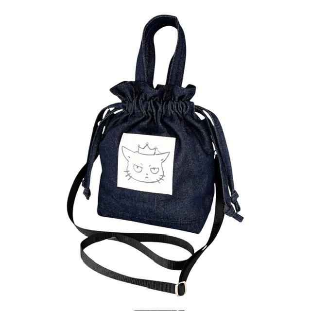 デニムの猫boxer2way巾着ショルダーバッグ | 2枚目