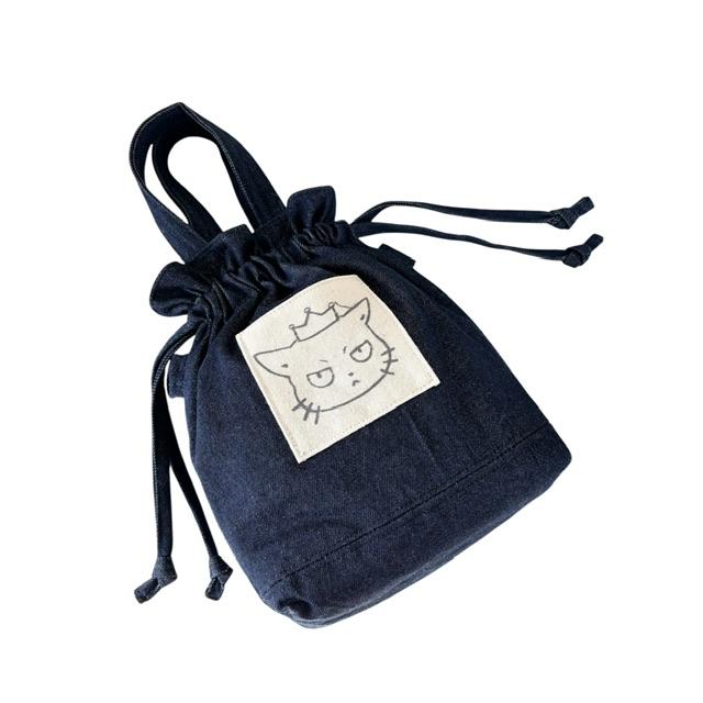 デニムの猫boxer2way巾着ショルダーバッグ | 4枚目