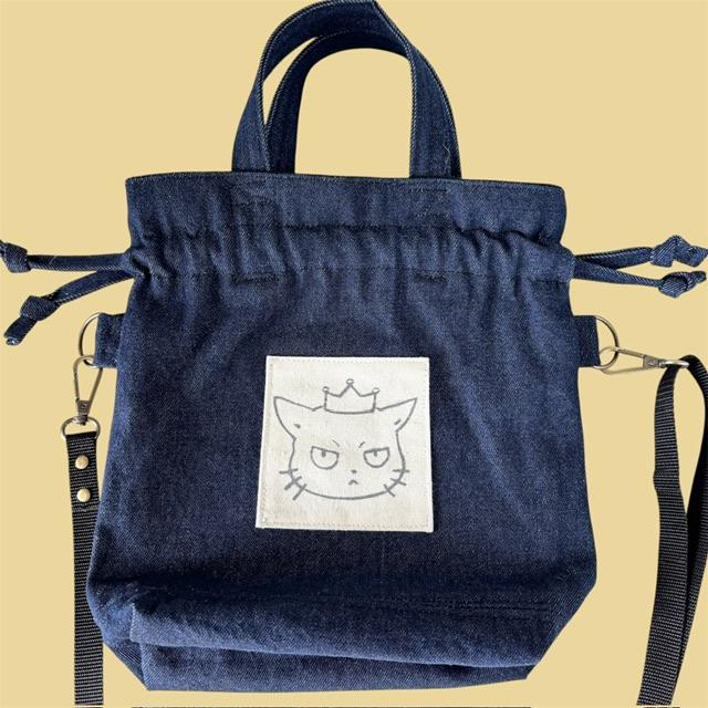 デニムの猫boxer2way巾着ショルダーバッグ | 9枚目