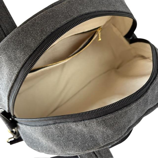 黒帆布の6連ハトメ2wayボストンショルダーバッグ | 10枚目