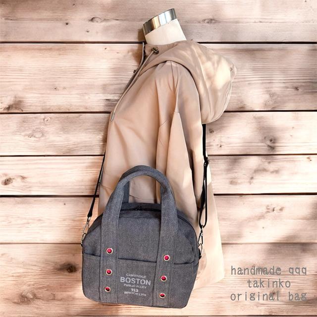 黒帆布の6連ハトメ2wayボストンショルダーバッグ | 13枚目