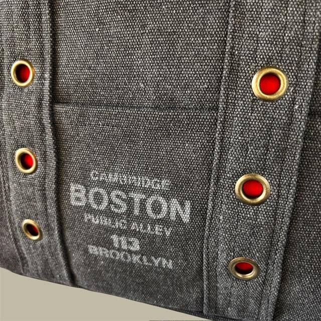 黒帆布の6連ハトメ2wayボストンショルダーバッグ | 2枚目