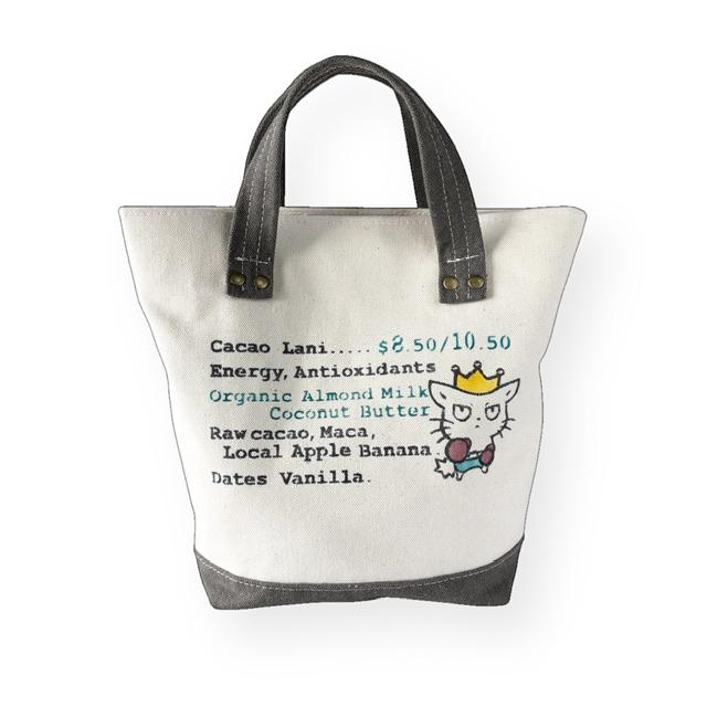 生成り＋グレー帆布の猫boxer手提げトートバッグ