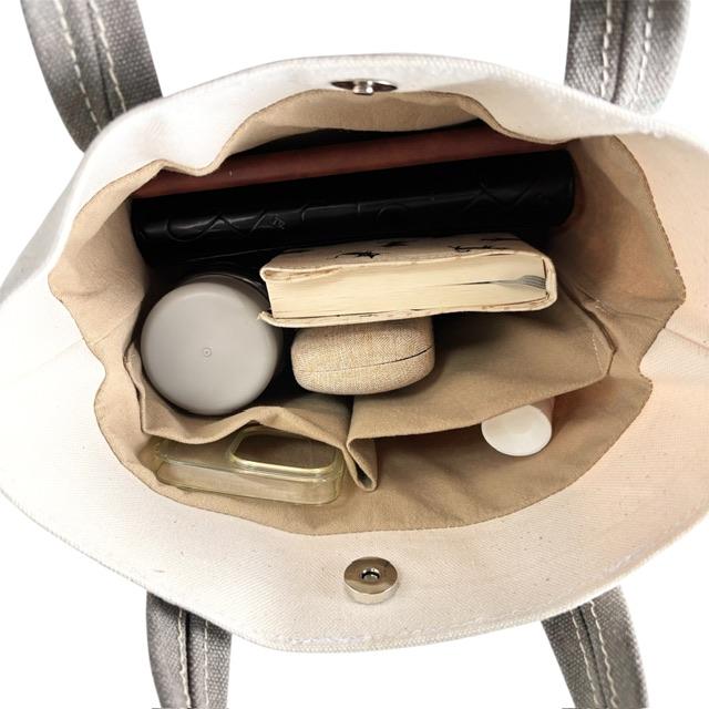 生成り＋グレー帆布の猫boxer手提げトートバッグ | 10枚目