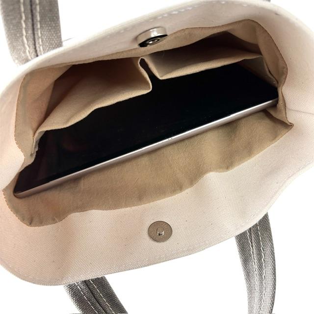 生成り＋グレー帆布の猫boxer手提げトートバッグ | 9枚目