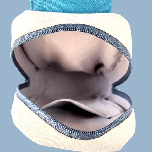 長財布ok⭐︎空色＋生成り帆布の猫boxerボディバッグ | 12枚目