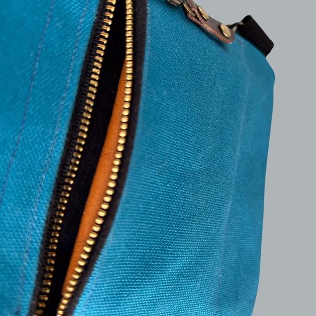 長財布ok⭐︎空色＋生成り帆布の猫boxerボディバッグ | 7枚目