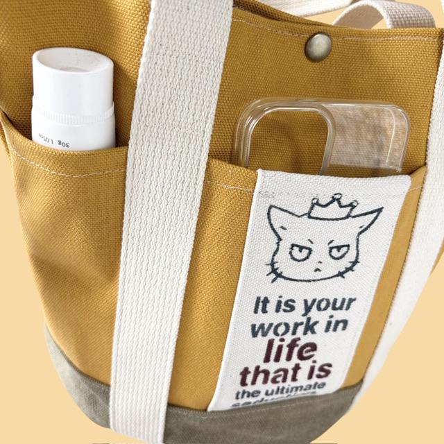 ３色帆布と猫boxerの丸底2wayトートバッグ | 4枚目