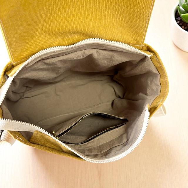 マスタード帆布の猫boxerデカロゴフラップショルダーバッグ | 12枚目