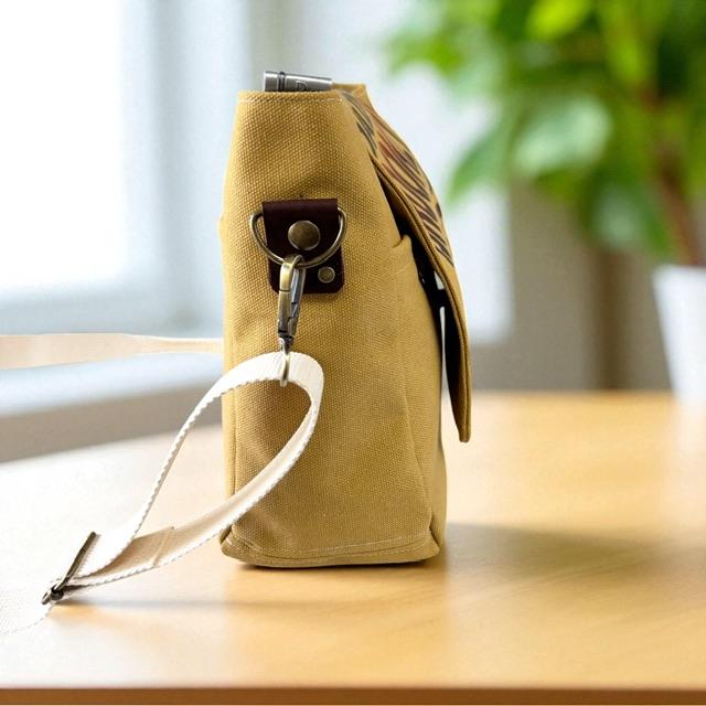 マスタード帆布の猫boxerデカロゴフラップショルダーバッグ | 9枚目