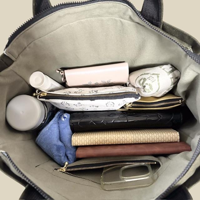 A4入る⭐︎カーキ帆布の男前スクエアトートバッグ | 10枚目