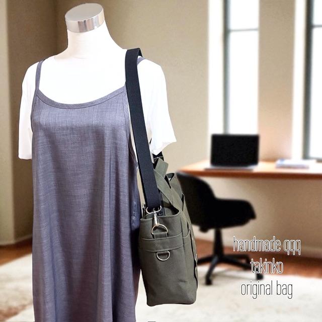 A4入る⭐︎カーキ帆布の男前スクエアトートバッグ | 14枚目