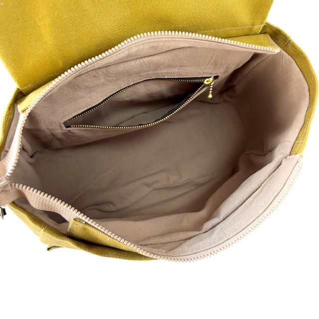 マスタード帆布の猫boxerスタンプフラップバッグ | 11枚目