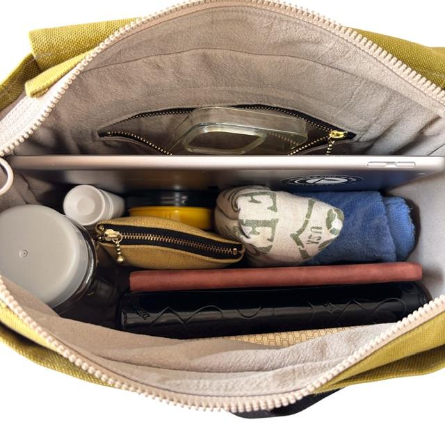 マスタード帆布の猫boxerスタンプフラップバッグ | 12枚目