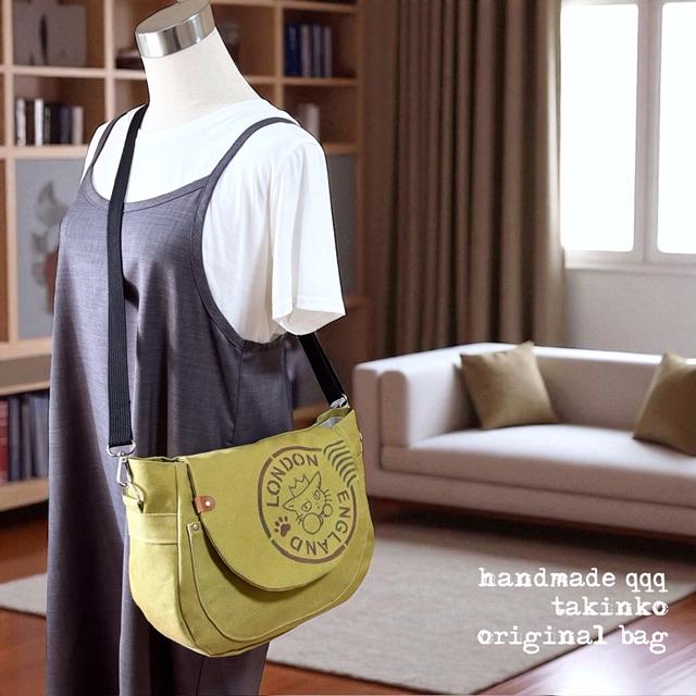 マスタード帆布の猫boxerスタンプフラップバッグ | 14枚目