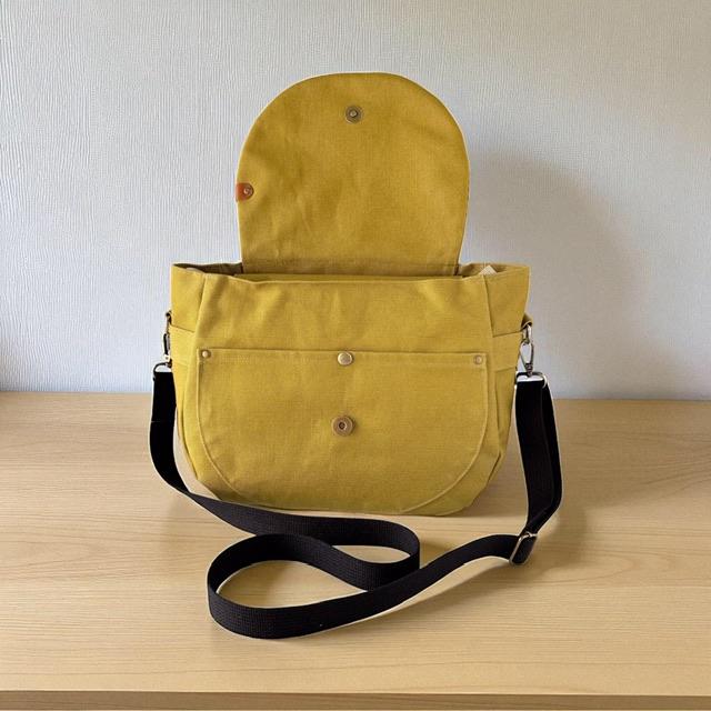 マスタード帆布の猫boxerスタンプフラップバッグ | 6枚目