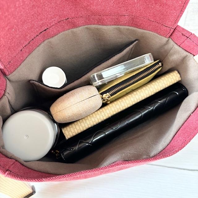 ワインレッド帆布の猫boxerフラップミニショルダーバッグ | 12枚目