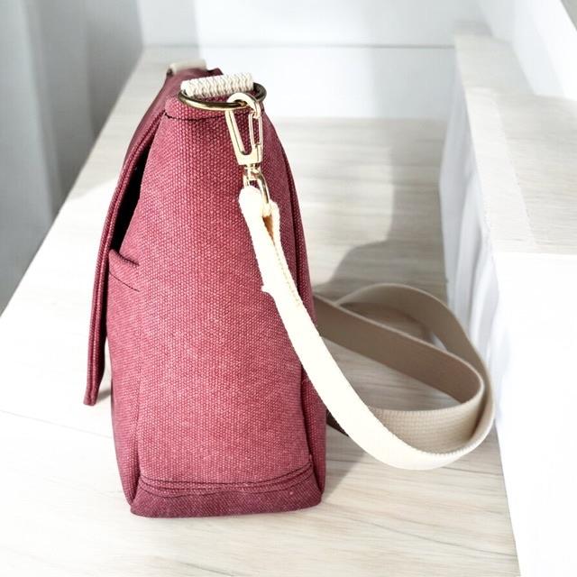 ワインレッド帆布の猫boxerフラップミニショルダーバッグ | 9枚目