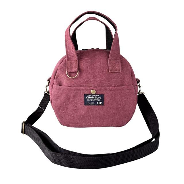 赤帆布の2wayコンパクトボストンショルダーバッグ