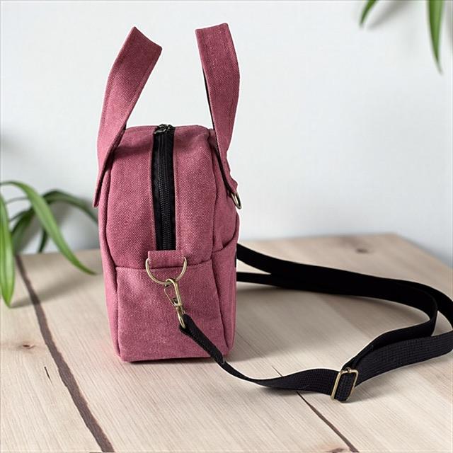 赤帆布の2wayコンパクトボストンショルダーバッグ | 8枚目