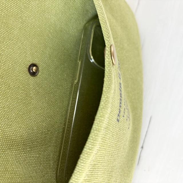 ライトグリーン＋ベージュ帆布の手提げトートバッグ | 4枚目