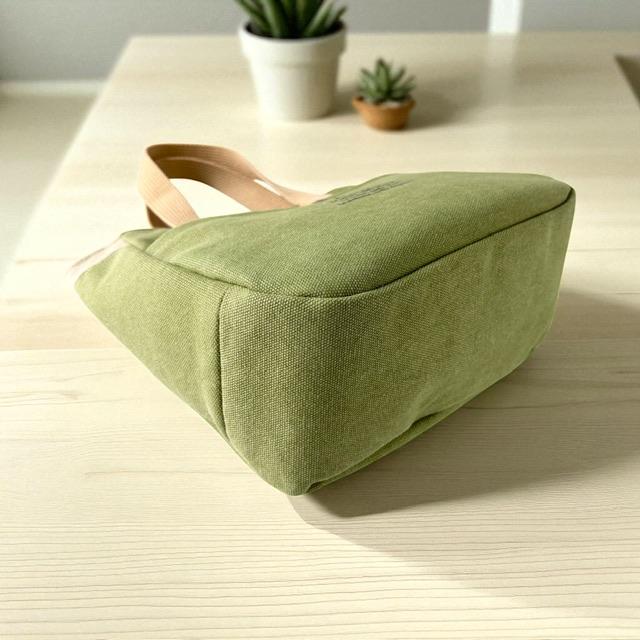 ライトグリーン＋ベージュ帆布の手提げトートバッグ | 7枚目