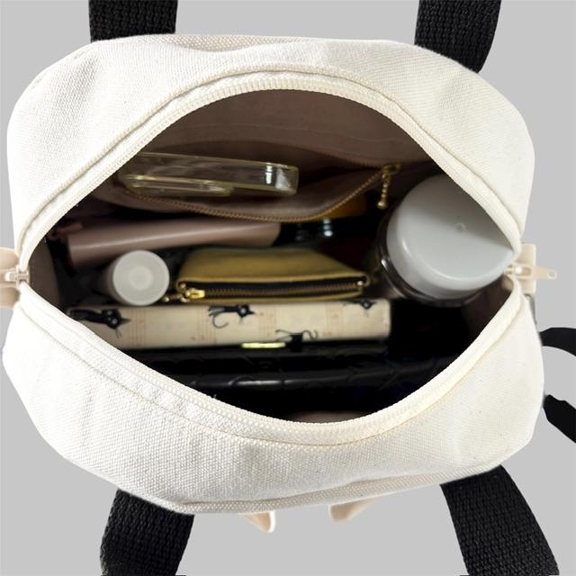 ブラウン＋生成り帆布の猫boxerボストンショルダーバッグ | 10枚目