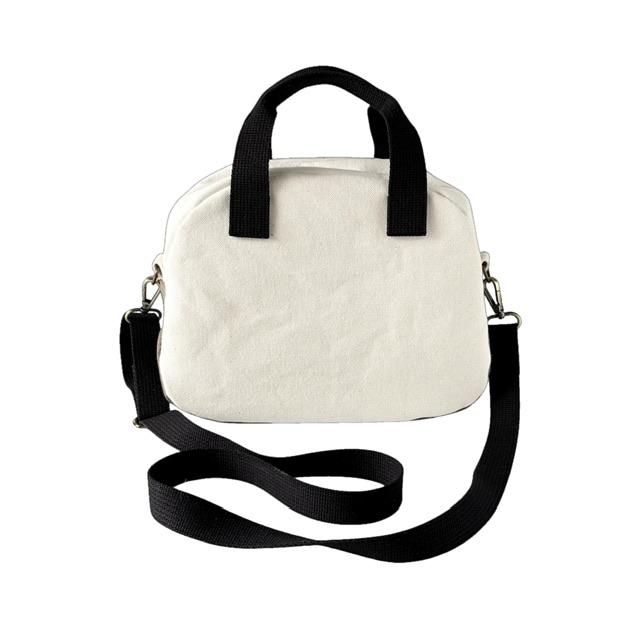 ブラウン＋生成り帆布の猫boxerボストンショルダーバッグ | 5枚目