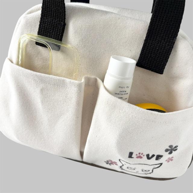 ブラウン＋生成り帆布の猫boxerボストンショルダーバッグ | 7枚目