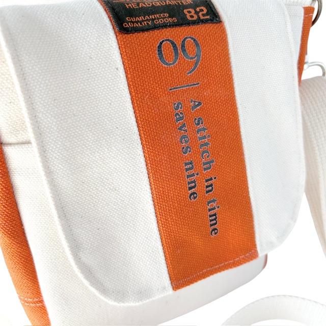 オレンジ＋生成り帆布のフラップポシェット | 6枚目