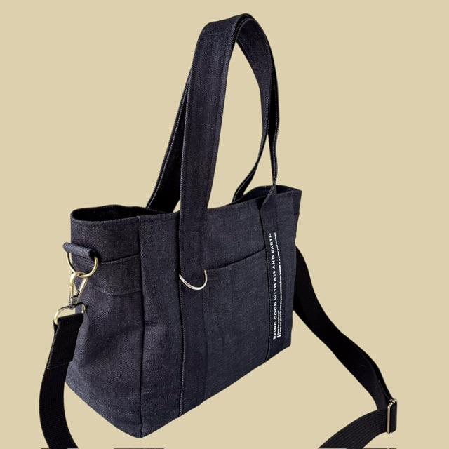 A4入る⭐︎国産デニムの3wayナチュラルショルダートートバッグ | 3枚目