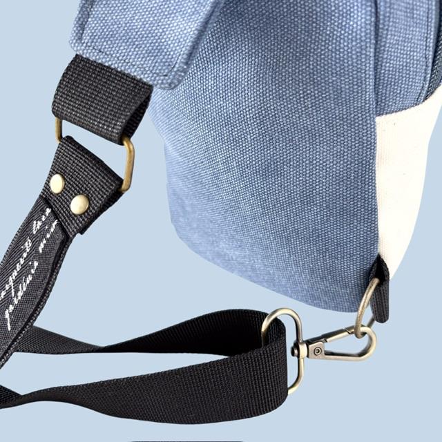 2色帆布の猫boxerミニボディバッグ(ブルー | 7枚目