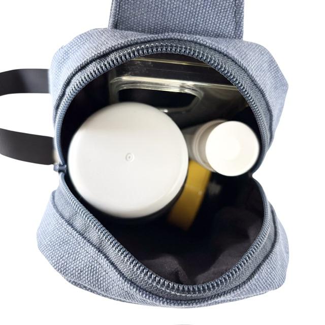 2色帆布の猫boxerミニボディバッグ(ブルー | 9枚目