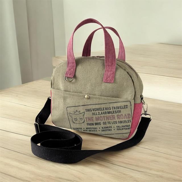 赤+モスグリーン帆布の猫boxerボストンショルダーバッグ | 13枚目