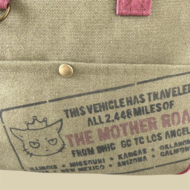 赤+モスグリーン帆布の猫boxerボストンショルダーバッグ | 3枚目