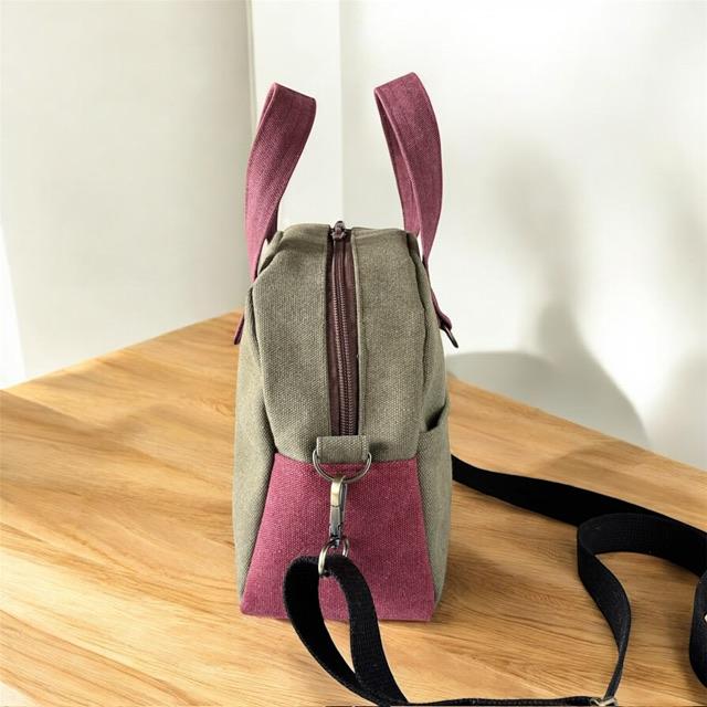 赤+モスグリーン帆布の猫boxerボストンショルダーバッグ | 7枚目